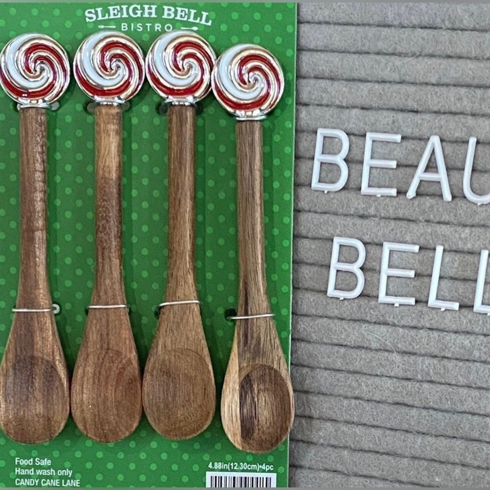 Peppermint swirl wooden spoons set